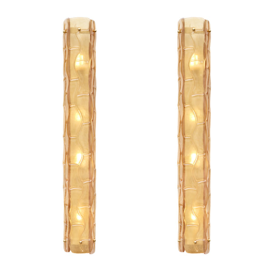 Pair of Murano Textured Amber-Orange Glass Sconces, IN STOCK