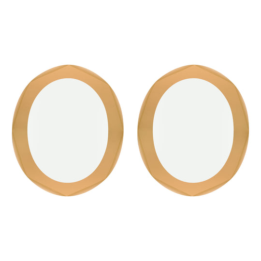 Pair of Italian Faceted Amber-Gold Glass Mirrors, Circa 1970