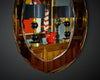 Pair of Italian Faceted Amber-Gold Glass Mirrors, Circa 1970
