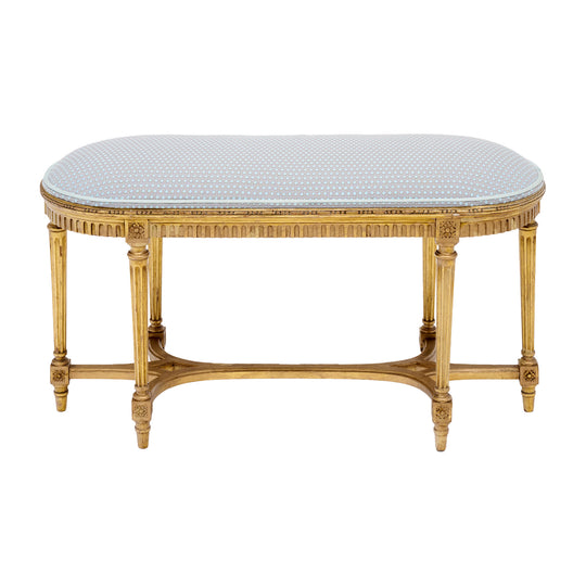 French Louis XVI Style Gilt Wood Six-Leg Bench, Circa 1900