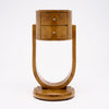 French Art Deco Burled Ash Side Table with Architectural U-form Base