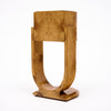 French Art Deco Burled Ash Side Table with Architectural U-form Base