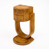 French Art Deco Burled Ash Side Table with Architectural U-form Base