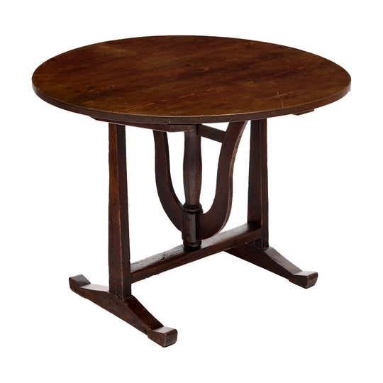 French Fir Vendange Table with Sculptural Lyra Folding Base