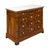 French Restoration Burled Walnut Chest of Drawers with Carrara Marble, Circa 1830
