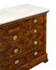 French Restoration Burled Walnut Chest of Drawers with Carrara Marble, Circa 1830