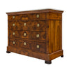 French Restoration Burled Walnut Chest of Drawers with Carrara Marble, Circa 1830