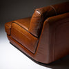 Italian Modernist Cognac Large Two Seat Leather Sofa