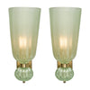 Pair of Contemporary Pale Green Murano Glass and Brass Sconces, IN STOCK