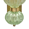 Pair of Contemporary Pale Green Murano Glass and Brass Sconces, IN STOCK