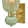Pair of Contemporary Pale Green Murano Glass and Brass Sconces, IN STOCK