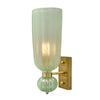 Pair of Contemporary Pale Green Murano Glass and Brass Sconces, IN STOCK