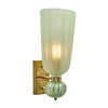 Pair of Contemporary Pale Green Murano Glass and Brass Sconces, IN STOCK