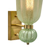 Pair of Contemporary Pale Green Murano Glass and Brass Sconces, IN STOCK