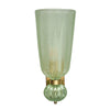 Pair of Contemporary Pale Green Murano Glass and Brass Sconces, IN STOCK