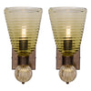Pair of Murano Olive Green Glass and 24 Carat Gold Avventurina Sconces, IN STOCK