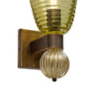 Pair of Murano Olive Green Glass and 24 Carat Gold Avventurina Sconces, IN STOCK