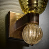 Pair of Murano Olive Green Glass and 24 Carat Gold Avventurina Sconces, IN STOCK