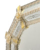 Venetian Etched Glass Octagonal Mirror with Floral and Ribbon Details, Circa 1940