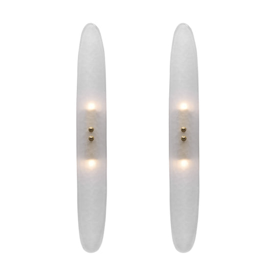 Pair of Contemporary Venetian Acid-Etched Panel Sconces, Murano, Italy, IN STOCK