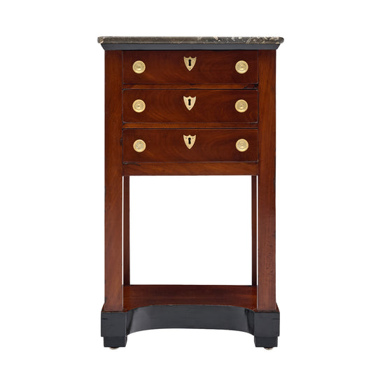 French Consulat Empire Mahogany Side Table with Black Marble Top, Circa 1805