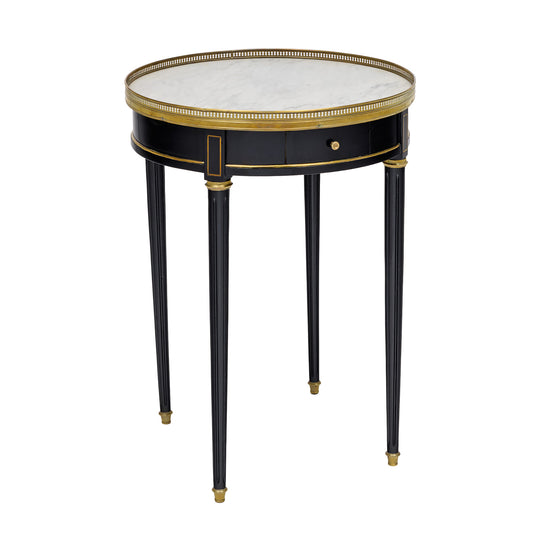 Louis XVI Style Ebonized Bouillotte Table with Carrara Marble Top