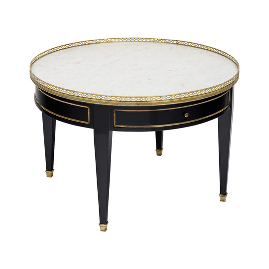 French Louis XVI Style Bouillotte Coffee Table with Carrara Marble