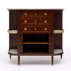 French Louis XVI Style Mahogany Buffet with Marble Shelves and Tambour Doors, Circa 1880