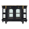 French Louis XVI Style Ebonized Mahogany Buffet Vitrine with Calacatta Marble, Circa 1880