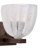 Pair of Italian Venetian Murano Pulegoso Glass Sconces with Patinated Brass - IN STOCK