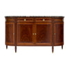 French Louis XVI Style Flame Mahogany Enfilade with Sainte-Anne Marble, Circa 1900