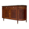 French Louis XVI Style Flame Mahogany Enfilade with Sainte-Anne Marble, Circa 1900