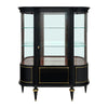 French Louis XVI Style Ebonized Curved Glass Vitrine Display Cabinet, Circa 1900