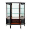 French Louis XVI Style Ebonized Curved Glass Vitrine Display Cabinet, Circa 1900