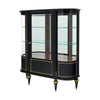 French Louis XVI Style Ebonized Curved Glass Vitrine Display Cabinet, Circa 1900