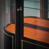 French Louis XVI Style Ebonized Curved Glass Vitrine Display Cabinet, Circa 1900