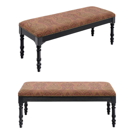 Pair of French Napoleon III Style Mahogany Upholstered Storage Benches, circa 1900