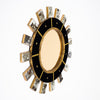 Spanish Modernist Sunburst Mirror in Giltwood, Black Glass and Brass, circa 1990