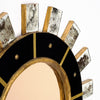 Spanish Modernist Sunburst Mirror in Giltwood, Black Glass and Brass, circa 1990