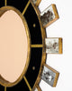 Spanish Modernist Sunburst Mirror in Giltwood, Black Glass and Brass, circa 1990