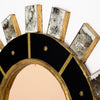 Spanish Modernist Sunburst Mirror in Giltwood, Black Glass and Brass, circa 1990