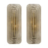Pair of Italian Murano Ribbed Glass and Brass Wall Sconces