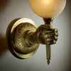 Jean-Marc Fray Bespoke French Bronze Hand and Murano Glass Coral Wall Sconce