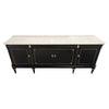 French Louis XVI Style Ebonized Mahogany Breakfront Enfilade with Carrara Marble, circa 1920