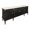 French Louis XVI Style Ebonized Mahogany Breakfront Enfilade with Carrara Marble, circa 1920