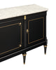 French Louis XVI Style Ebonized Mahogany Breakfront Enfilade with Carrara Marble, circa 1920