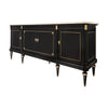 French Louis XVI Style Ebonized Mahogany Breakfront Enfilade with Carrara Marble, circa 1920
