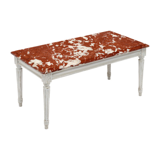 Louis XVI Style Coffee Table with Rouge Royal Marble Top