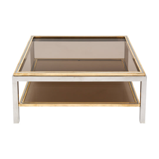 Willy Rizzo Chrome and Brass Coffee Table