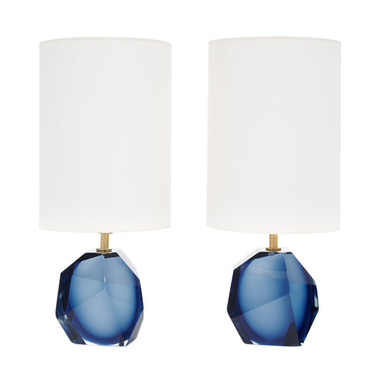 Murano Glass Denim Blue Rock Lamps